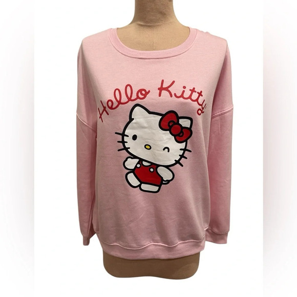 Hello Kitty Sanrio Pink Graphic Crewneck Sweatshirt Pullover Kawaii Size Medium - Picture 1 of 7